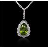 Image 4 : 18KT White Gold 12.07ct Peridot and Diamond Necklace