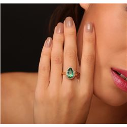 14KT Yellow Gold 2.68ct Emerald and Diamond Ring