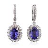Image 1 : 14KT White Gold 3.70ctw Tanzanite and Diamond Earrings