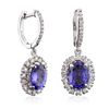 Image 2 : 14KT White Gold 3.70ctw Tanzanite and Diamond Earrings