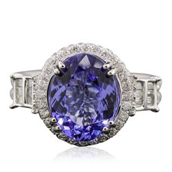 14KT White Gold 4.24ct Tanzanite and Diamond Ring