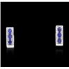Image 1 : 18KT White Gold 1.47ctw Sapphire and Diamond Earrings