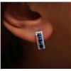 Image 3 : 18KT White Gold 1.47ctw Sapphire and Diamond Earrings