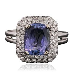 14KT White Gold 3.57ct Tanzanite and Diamond Ring