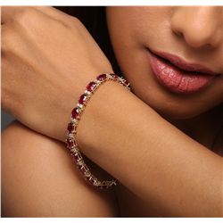 14KT Yellow Gold 19.38ctw Ruby and Diamond Bracelet