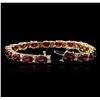 Image 7 : 14KT Yellow Gold 19.38ctw Ruby and Diamond Bracelet