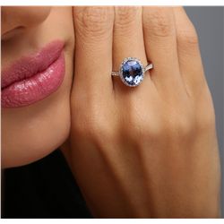 18KT White Gold 3.38ct Tanzanite and Diamond Ring