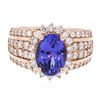 Image 3 : 14KT Rose Gold 3.16ct Tanzanite and Diamond Ring