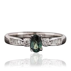 18KT White Gold 0.46ct Alexandrite and Diamond Ring