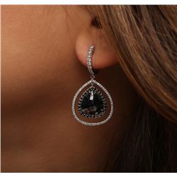 14KT White Gold 8.45ctw Black Diamond Earrings