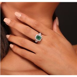 14KT Two-Tone Gold 2.50ct Emerald and Diamond Ring