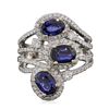 Image 1 : 14KT White Gold 2.64ctw Sapphire and Diamond Ring