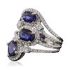 Image 2 : 14KT White Gold 2.64ctw Sapphire and Diamond Ring