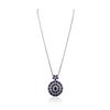 Image 4 : 14KT White Gold 21.53ctw Sapphire and Diamond Pendant With Chain