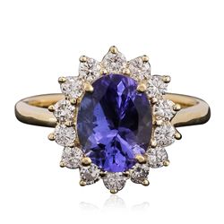 14KT Yellow Gold 2.19ct Tanzanite and Diamond Ring