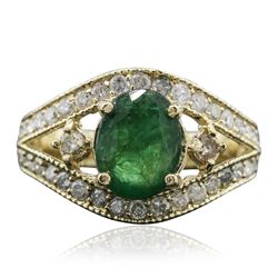 14KT Yellow Gold 1.43ct Emerald and Diamond Ring