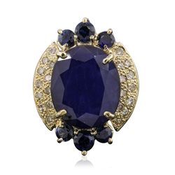 14KT Yellow Gold 10.94ct Sapphire and Diamond Ring