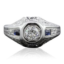 18KT White Gold 0.46ctw Sapphire and Diamond Ring