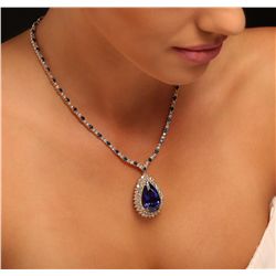 14KT and 18KT Yellow Gold 23.14ct Tanzanite, Sapphire and Diamond Necklace