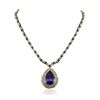 Image 4 : 14KT and 18KT Yellow Gold 23.14ct Tanzanite, Sapphire and Diamond Necklace