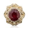 Image 1 : 14KT Yellow Gold 1.70ct Ruby and Diamond Ring