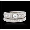 Image 3 : 14KT White Gold 1.14ctw Diamond Wedding Ring Set