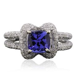 14KT White Gold 1.42ct Tanzanite and Diamond Ring