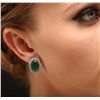 Image 1 : 14KT White Gold 11.56ctw Emerald and Diamond Earrings