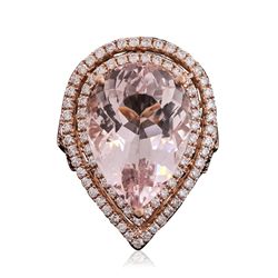 14KT Rose Gold 13.01ct Morganite and Diamond Ring