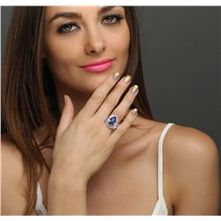 18KT White Gold 6.97ct Tanzanite and Diamond Ring