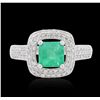 Image 3 : 14KT White Gold 1.08ct Emerald and Diamond Ring