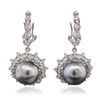 Image 3 : 14KT White Gold 12.2mm Pearl and Diamond Earrings