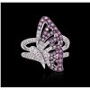 Image 3 : 18KT White Gold 0.87ctw Pink Sapphire and Diamond Ring