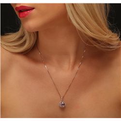 14KT Rose Gold 3.23ct Topaz and Diamond Pendant With Chain