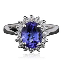 14KT White Gold 2.37ct Tanzanite and Diamond Ring