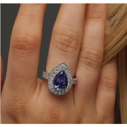 14KT White Gold 3.30ct Tanzanite and Diamond Ring