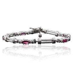 14KT White Gold 1.50ctw Ruby and Diamond Bracelet