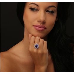 14KT Rose Gold 5.26ct Tanzanite and Diamond Ring