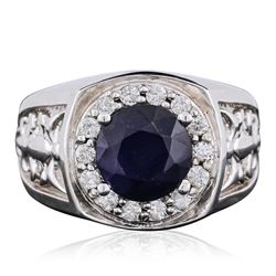 14KT White Gold 2.90ct Sapphire and Diamond Ring