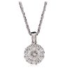 Image 3 : 14KT White Gold 0.94ctw Diamond Pendant With Chain