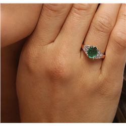 14KT Rose Gold 1.21ct Emerald and Diamond Ring