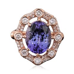 14KT Rose Gold 5.01ct Tanzanite and Diamond Ring