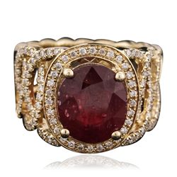 14KT Yellow Gold 4.84ct Ruby and Diamond Ring