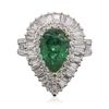 Image 3 : 14KT White and Yellow Gold 3.70ct Emerald and Diamond Ring