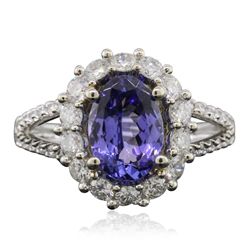 14KT White Gold 1.56ct Tanzanite and Diamond Ring