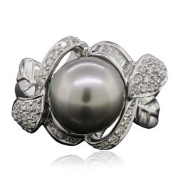 18KT White Gold Pearl and Diamond Ring