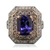 Image 1 : 14KT Rose and White Gold 4.29ct Tanzanite and Diamond Ring