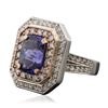 Image 2 : 14KT Rose and White Gold 4.29ct Tanzanite and Diamond Ring