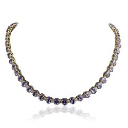 14KT Yellow Gold 38.71ctw Tanzanite and Diamond Necklace