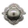 Image 3 : 14KT White Gold 10.2mm Pearl and Diamond Ring